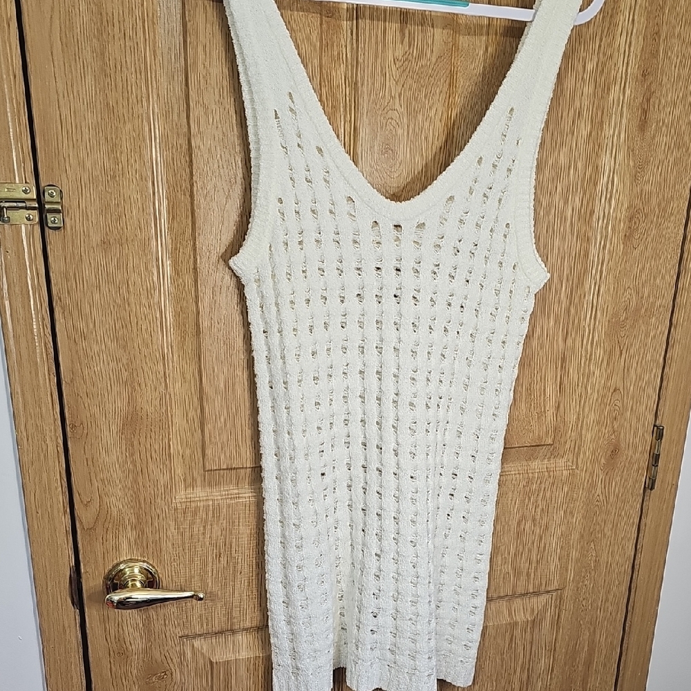 Elegant Cream Knit Swim Coverup